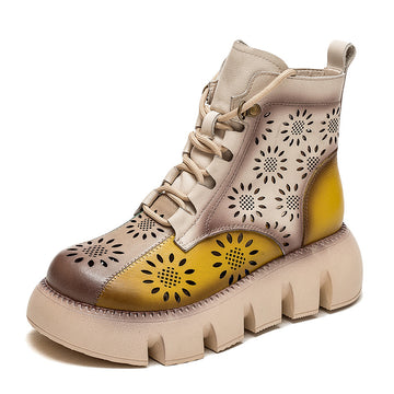 Thick-Soled High-Top Hollowed-Out Retro Style Autumn Martin Boots