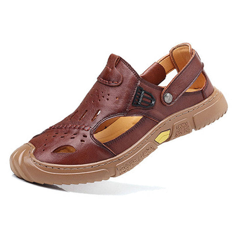 The Pathfinder Men Casual and Business Cowhide Leather Crocs Sandals